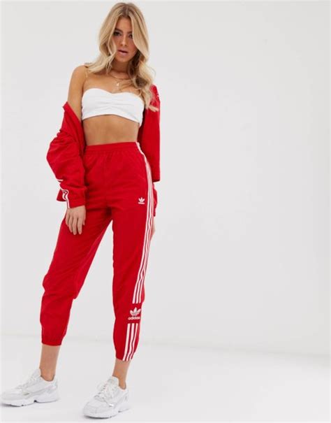 adidas originals adicolor locked up rote trainingshose mit logo|adidas Originals adicolor locked up logo track pants in white .